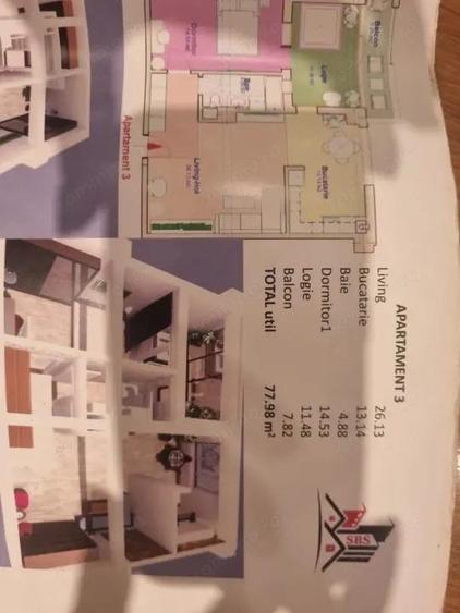 Apartament 3 camere, 78 mp, zona George Enescu - 2