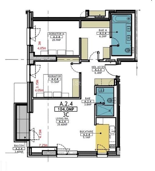 Apartament cu vedere la mare, 3 camere One Mamaia Nord, Summerland, mobilat