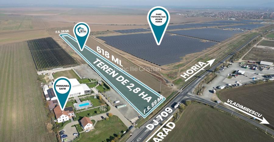 Teren de 2,8 ha pentru dezvoltare industriala, horeca sau fotovoltaice