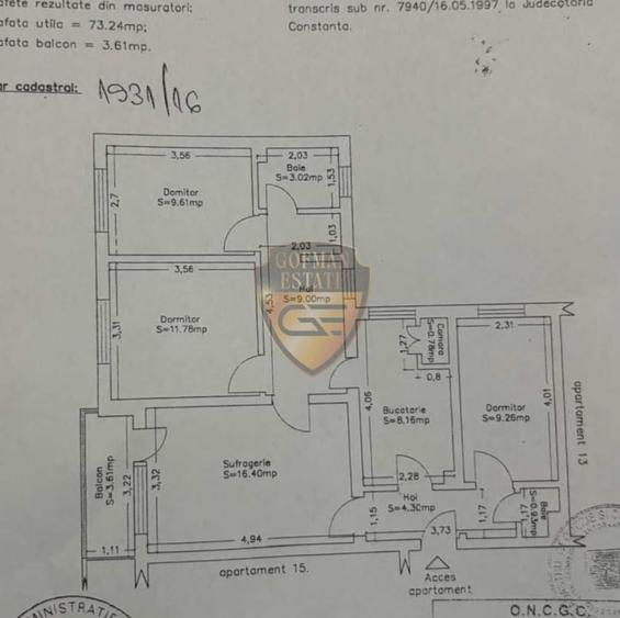 4 camere, 78mp, Universitatea Ovidius, Tomis Nord, Campus, jacuzzi, et 3/4, A/C - 1