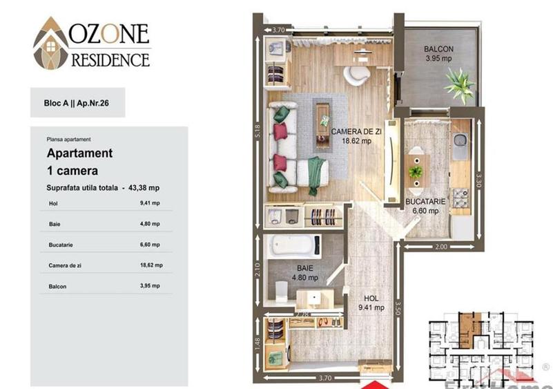 Garsoniera 44 mp utili, bloc nou, TVA inclus, comision 0%, OZONE CITY - 5