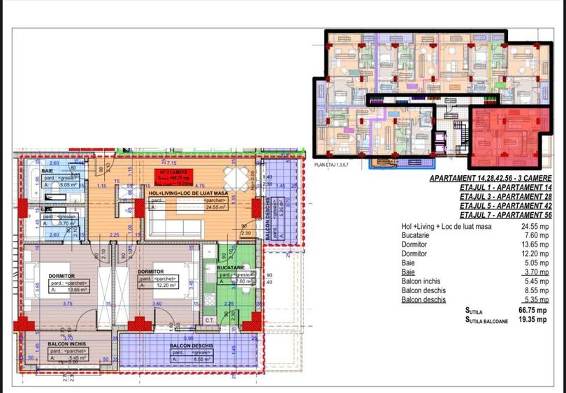 Apartament 3 camere, decomandat, 86.35mp, cartier Cornitoiu, zona Liceul Bibescu - 1