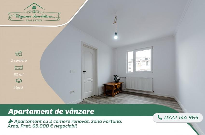 Apartament cu 2 camere renovat, zona Fortuna, Arad - 1
