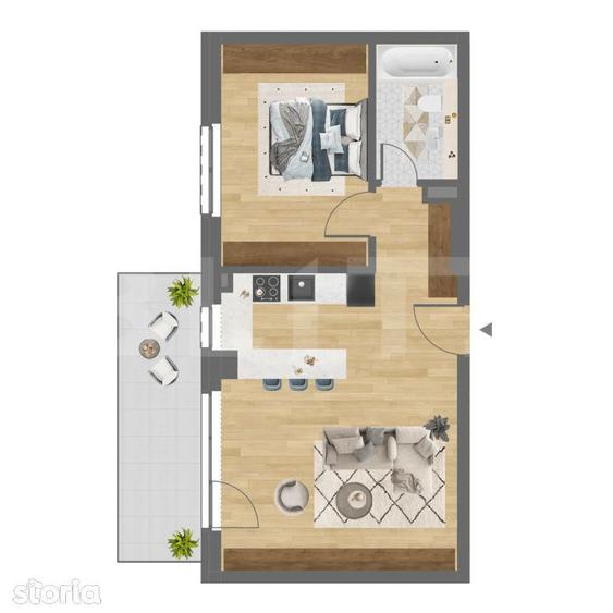 Apartament 2 camere / Semifinisat / Citius Rezidence / COMISION 0 - 1