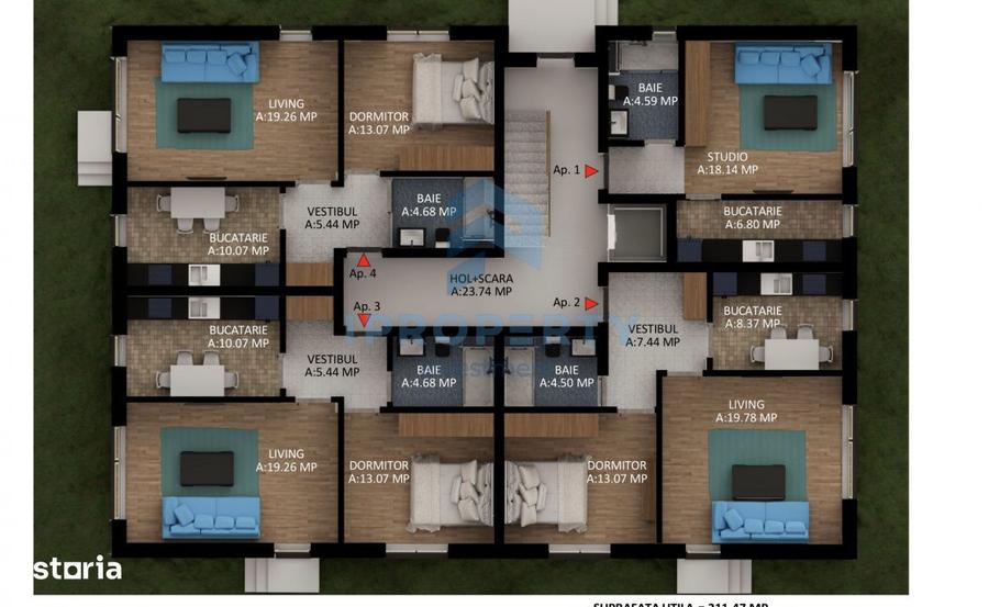 Proiect 12 Apartamente | Bloc P+2 cu lift | Ap 2 Cam si Gars | predare - 2