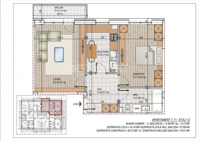 2 Camere Zona Linistita -Acces rapid STB - 1