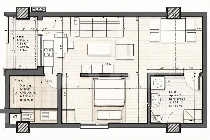 Apartament - Garsoniera bucatarie separata balcon de vanzare 33.6mpu - 7