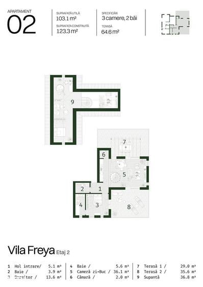 7 apartamente la VILA, Colina Park, Pompa caldura individ.,Cl. Energ.A - 8