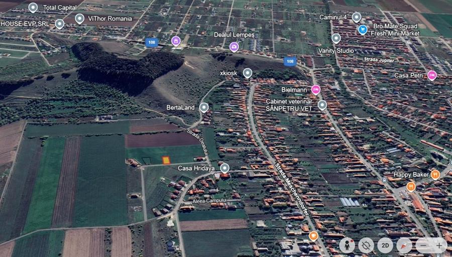 Teren intravilan de vanzare, cu vedere catre Dealul Lempes - Sanpetru - 585 mp - 2