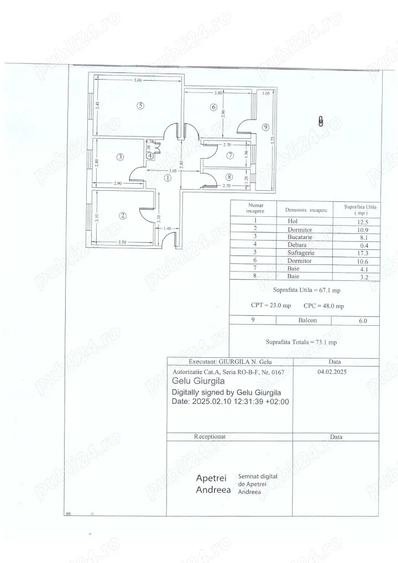 vand apartament 3 camere decomandate 65500 Euro - 1