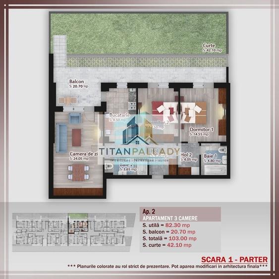 Apartament cu 3 camere în Theodor Pallady