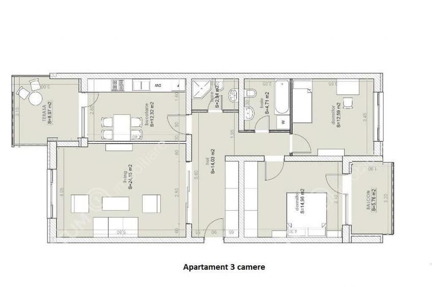 Apartament 3 camere 86 mp utili doua terase si garaj in zona - 4