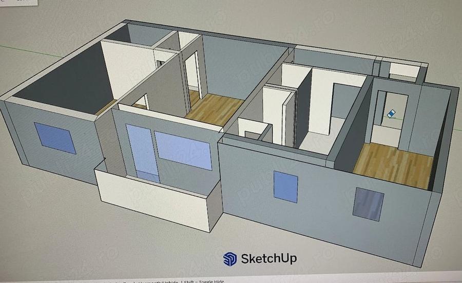 Apartament cu 3 camere semidecomandat în Central