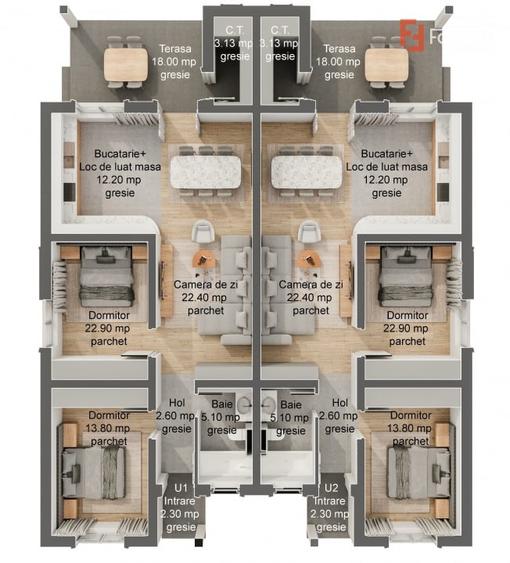 Duplex cu 3 camere cu Canalizare în Moșnița Veche