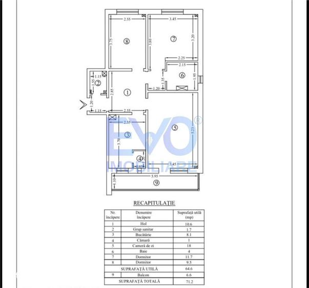 Apartament de vanzare, 3 camere, decomandat, etaj 2Apartament de vanza - 1