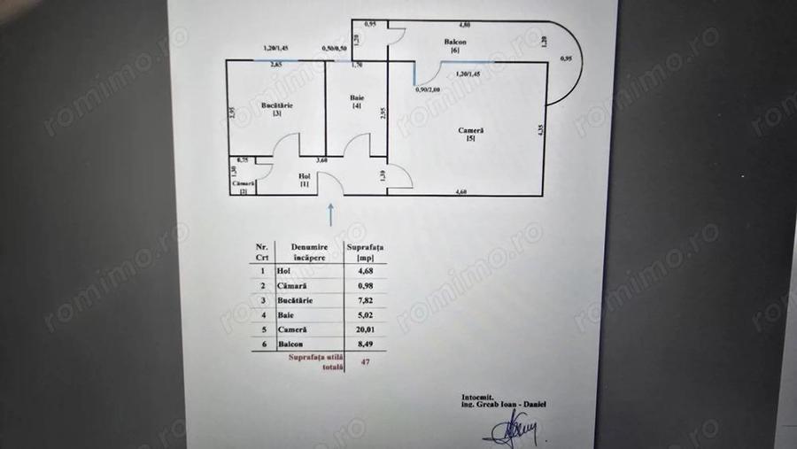 Vand apartament o camera, in Dorobanti, suprafata utila totala 47 mp, mobilat, utilat - 14