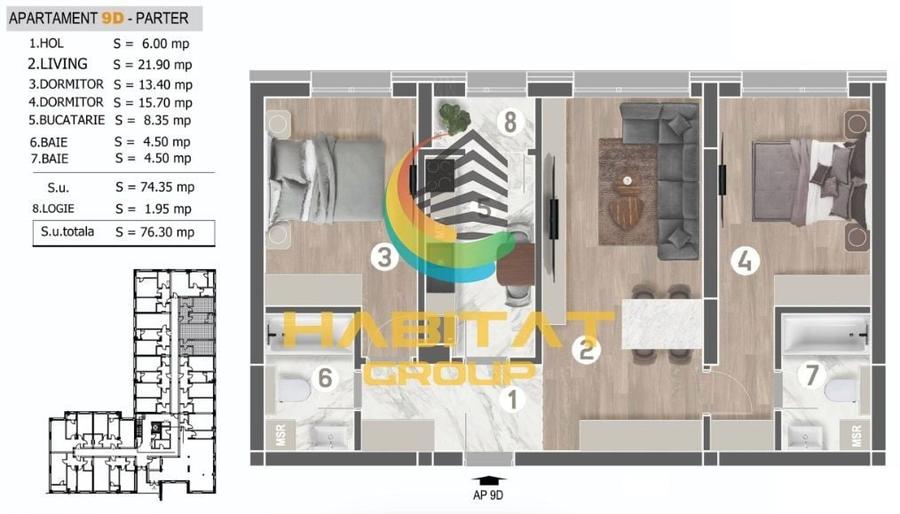 Apartament 3 Camere Finisaje Premium Zona Grand Arena 76 Mp - 2