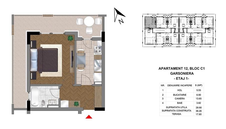 Garsoniera Mobilata-Utilata, 46 MP + Parcare | PRIMARIE - 8
