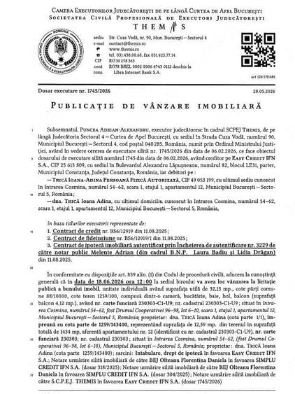 Vand Apartament Mun. Bucuresti, Drumul Cooperativei 96-98, Sector 5,in suprafata totala de 36,27 m. - 2
