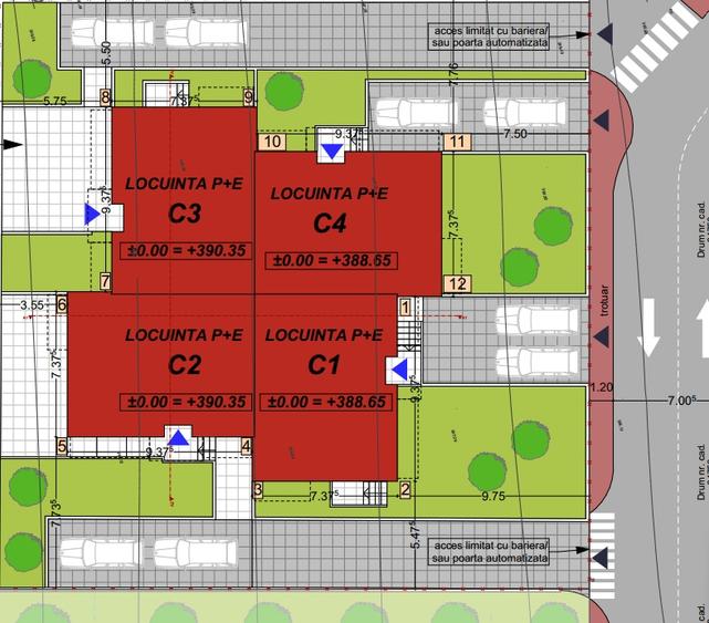 Casa tip cvatruplex,4 camere, mp teren, Zona Terra - 1