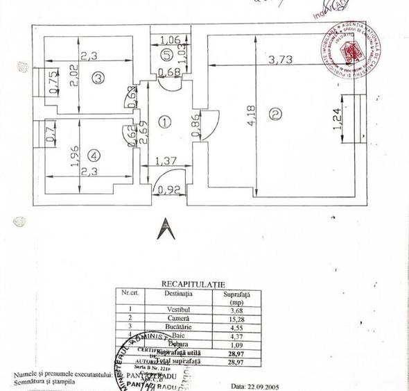 Central 13 Septembrie Tudor Vladimirescu, garsoniera cf. 1, dec. - 6