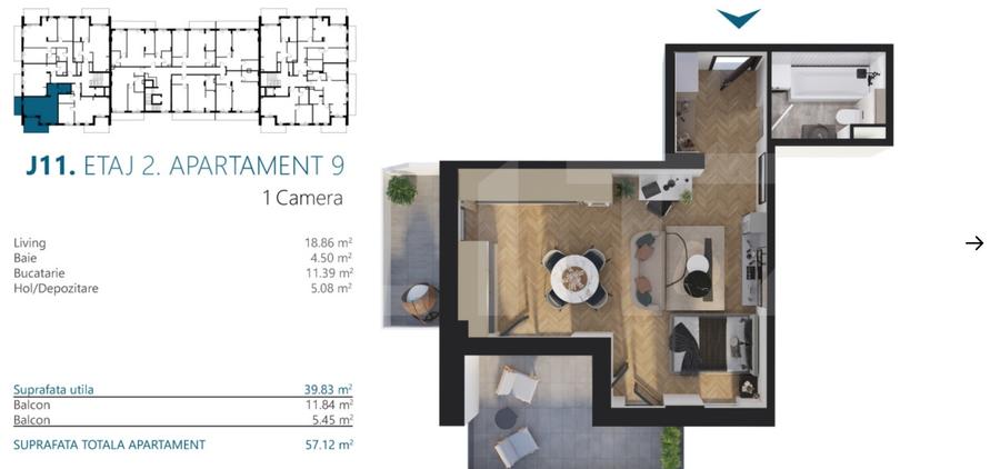 Apartament o camera, 40 mp, etajul 2, Zona Elite - 1