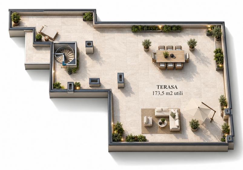 Penthouse cu 4 camere decomandat în Pipera