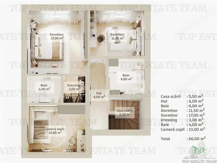 Vila individuala 5 camere, incalzire in pardoseala, P+1+M, toate utilitatile, 320mp teren, Prelungir - 1