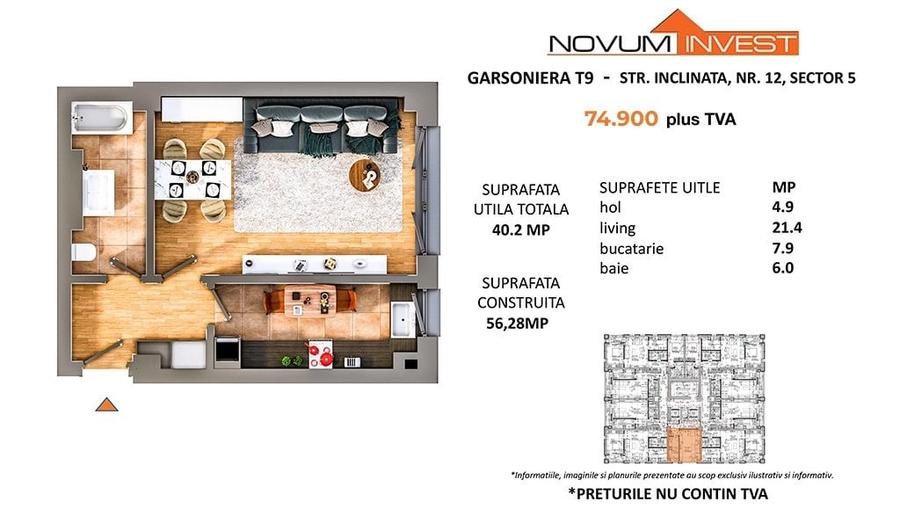 Garsoniera Ansamblu Premium NOVUM Viilor COMISION 0% - 8