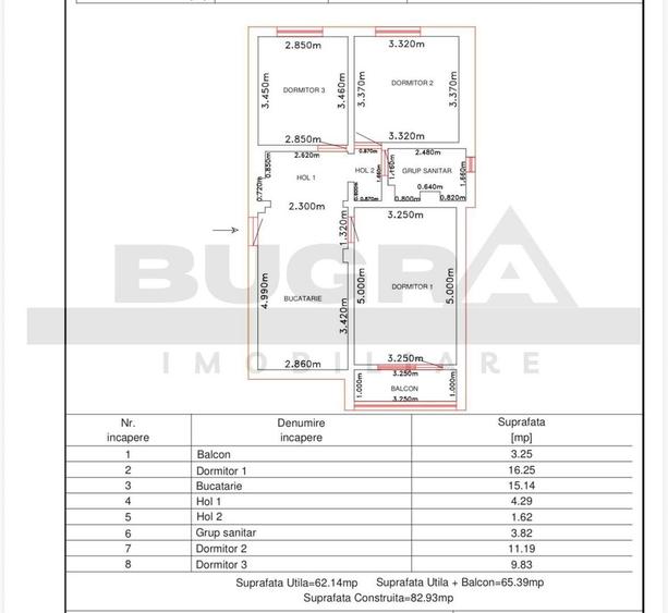 Apartament 3 camere decomandate, 62 mp,  Piata Zorilor - 9
