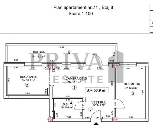 Apartament cu 2 camere semidecomandat în Torontalului