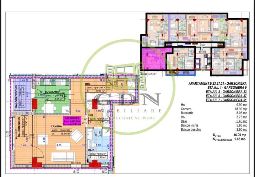Garsoniera, decomandata, 55.85mp, cartier Cornitoiu, zona Liceul Bibescu - 1