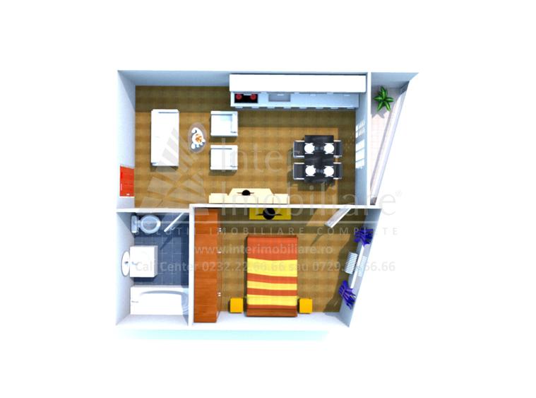 Studio 1 camera dublu open-space si dormitor, 47 mp, Tomis Nord, cod 161586 - 1