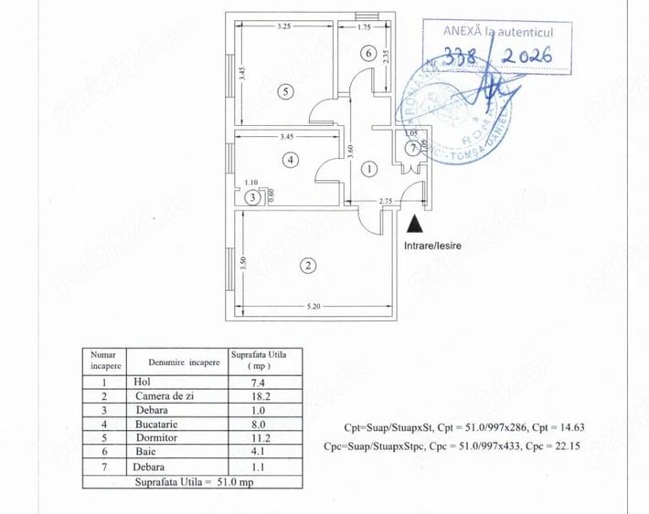 Apartament cu 2 camere decomandat în Central