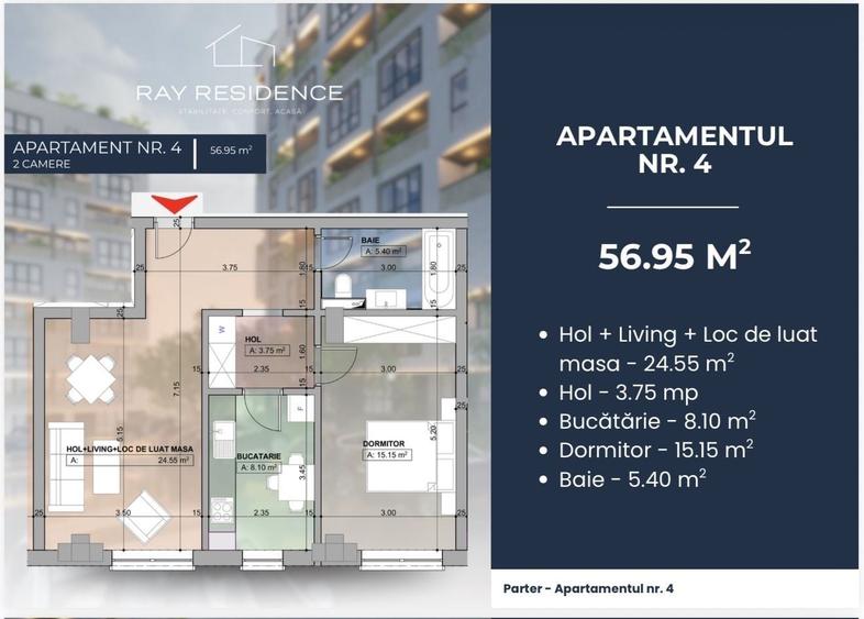 Apartament cu 2 camere decomandat în Cornitoiu