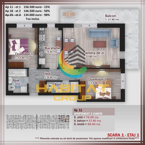 Pallady, apartament 3 cam, 92.4 mp, compartimentat eficient - 4