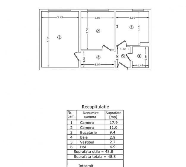 Apartament 2 camere - decomandat - renovat - mobilat & utilat - 13