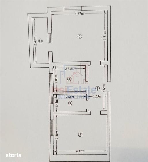 Apartament cu 2 camere decomandat în Rediu