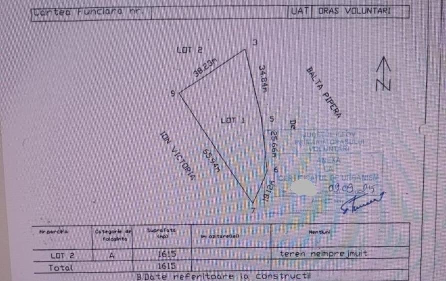 Teren Construcții intravilan de 1615 mp, în Nord-Vest