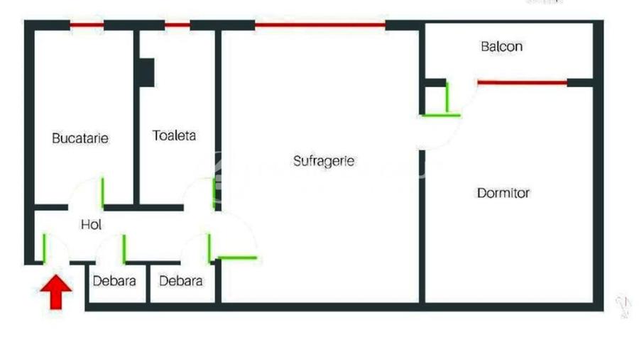 ETAJ 1! Apartament 2 camere, Podu Ros, 50mp, CT