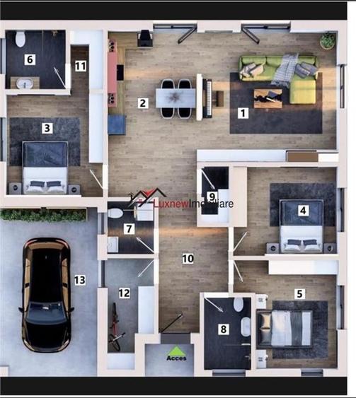 Comision 0%! Casa individuala pe un nivel, Su 114 mp, Sc 164 mp, S teren 700 mp - 1