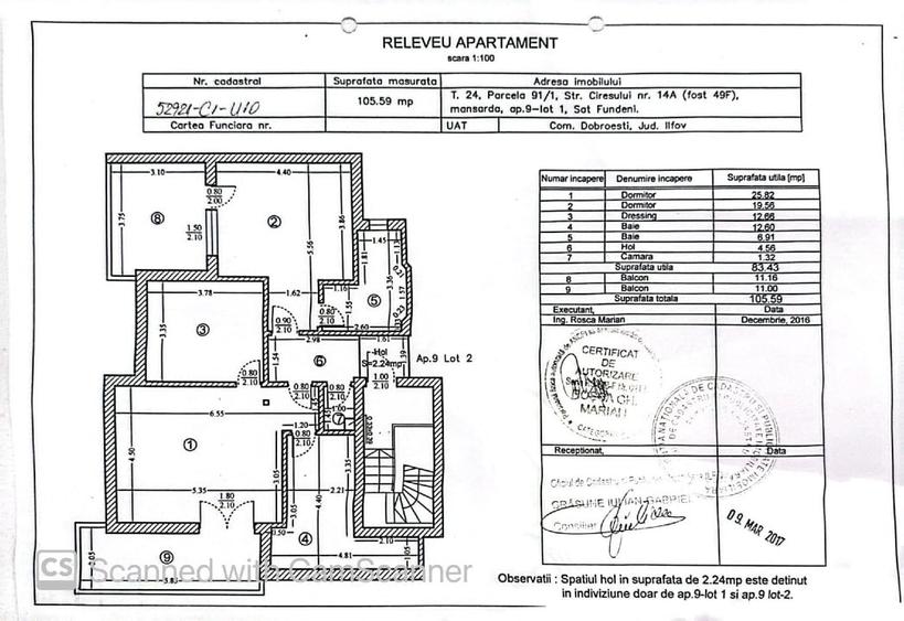 Apartament cu 3 camere spațios la mansarda  cu terase de 20mp - 15