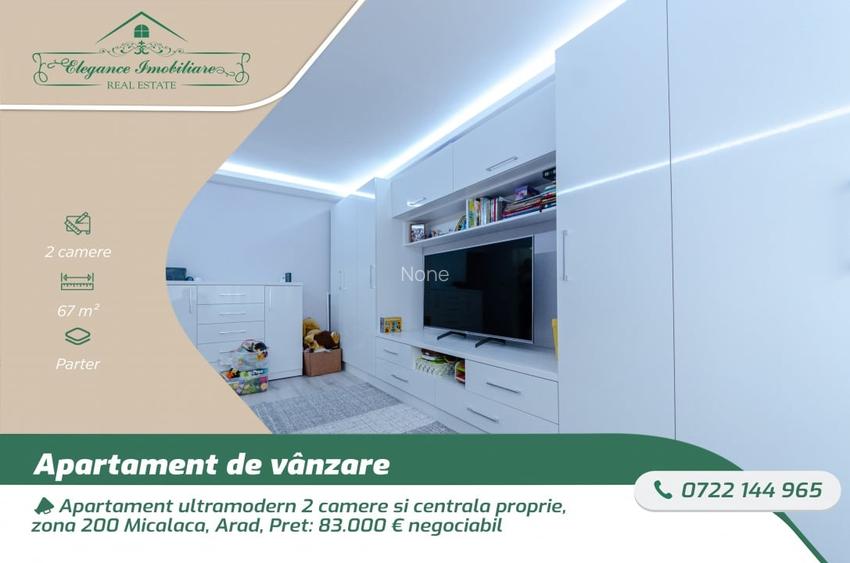 Apartament ultramodern 2 camere si centrala proprie, zona 200 Micalaca, Arad