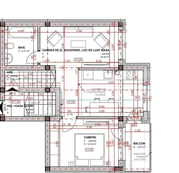Comision 0! Apartament semifinisat, decomandat cu 2 camere, 44mp, in Apahida - 4