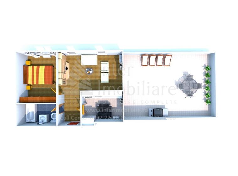 Penthouse cu 2 camere decomandat în Galata
