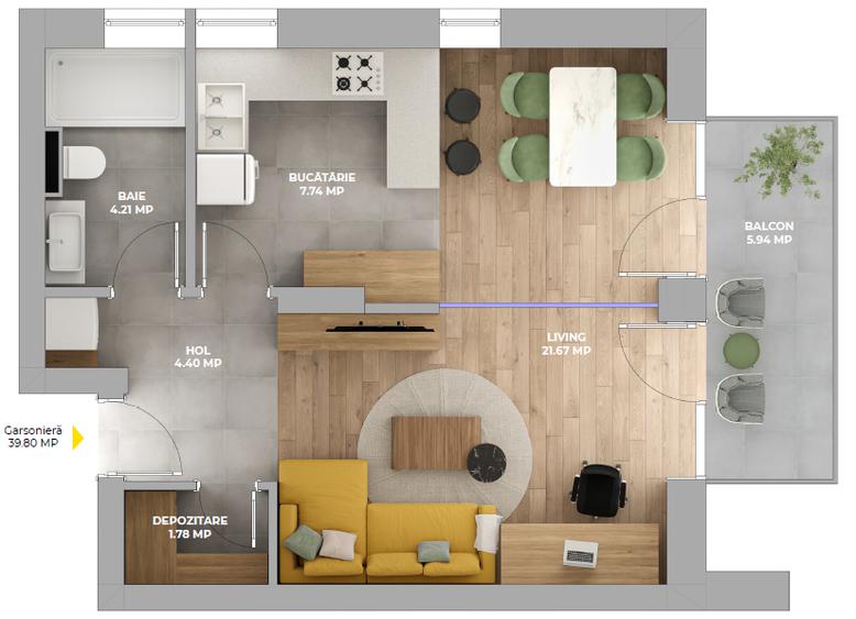 Garsoniera de vanzare in bloc nou, Avantgarden3 Brasov - 2