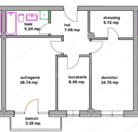 Apartament cu 2 camere decomandat în Central