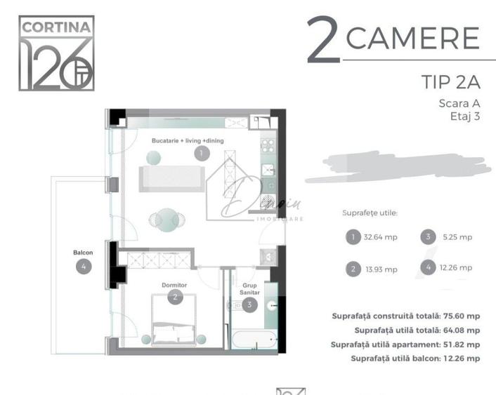 Apartament 2 camere Cortina 126 I Iancu Nicolae I Cambridge I COM 0% - 2