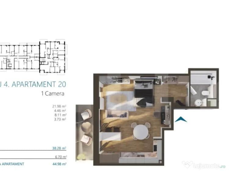 Apartament o camera, 40 mp, etajul 4, zona Elite - 1