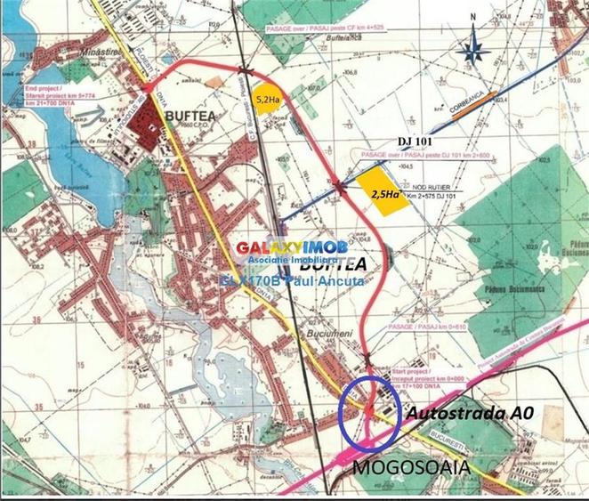 Teren 25000 mp la sosea Buftea Corbeanca utilitati zona Mixta - 6